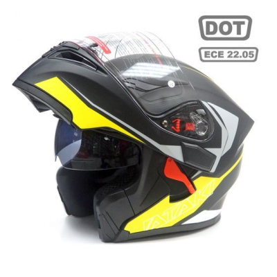 Шлем (модуляр)  ATAKI JK902 Spot (S) желтый/серый/черный матовый