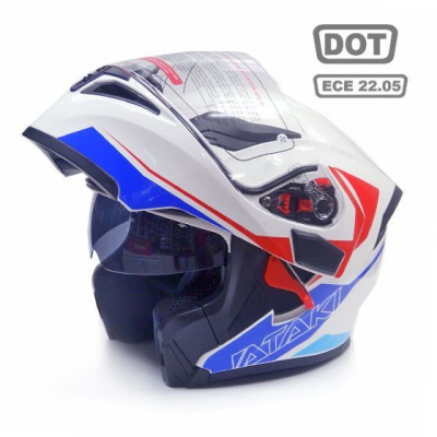Шлем (модуляр)  ATAKI JK902 Spot (M) красный/синий/белый глянцевый