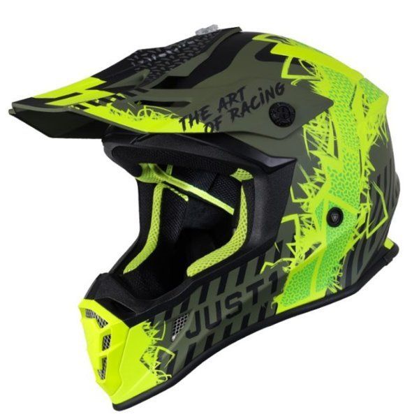 Шлем (кроссовый) Just1 J38 Mask (M) Hi-Vis желтый/черный/хаки матовый