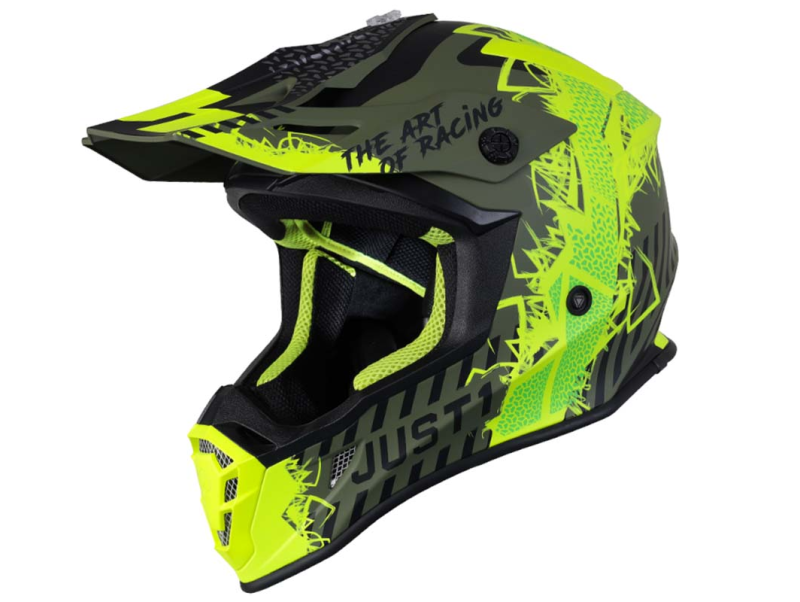 Шлем (кроссовый) Just1 J38 Mask (S) Hi-Vis желтый/черный/хаки матовый