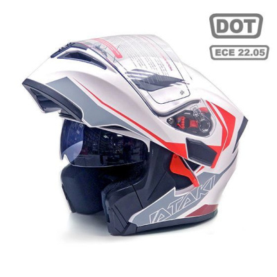 Шлем (модуляр)  ATAKI JK902 Spot (S) красный/серый/белый матовый