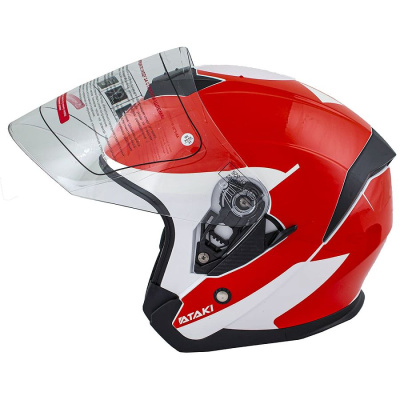 Шлем (открытый) ATAKI JK526 Fusion (M) красный/белый глянцевый