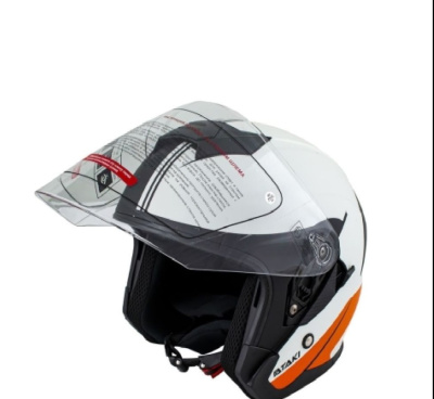 Шлем (открытый) ATAKI JK526 Fusion (S) оранжевый/белый/черный матовый