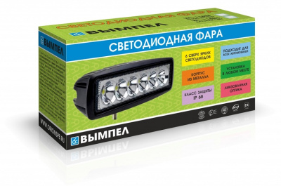 Фара LED WL-118BF (ближний свет, кв. метал. корп. 6 диодов)