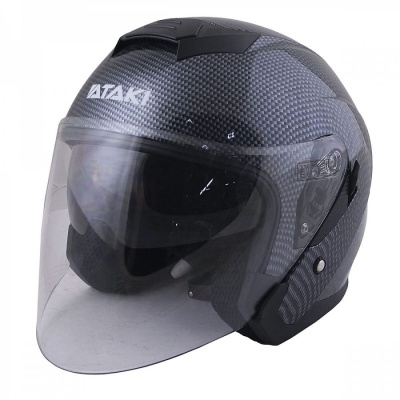 Шлем (открытый) ATAKI JK526 CARBON (L) черный/серый глянцевый