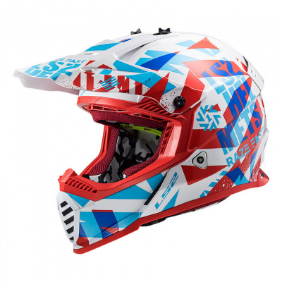 Шлем (кросcовый) LS2 MX437 FAST MINI FUNKY (красно-белый) (L)